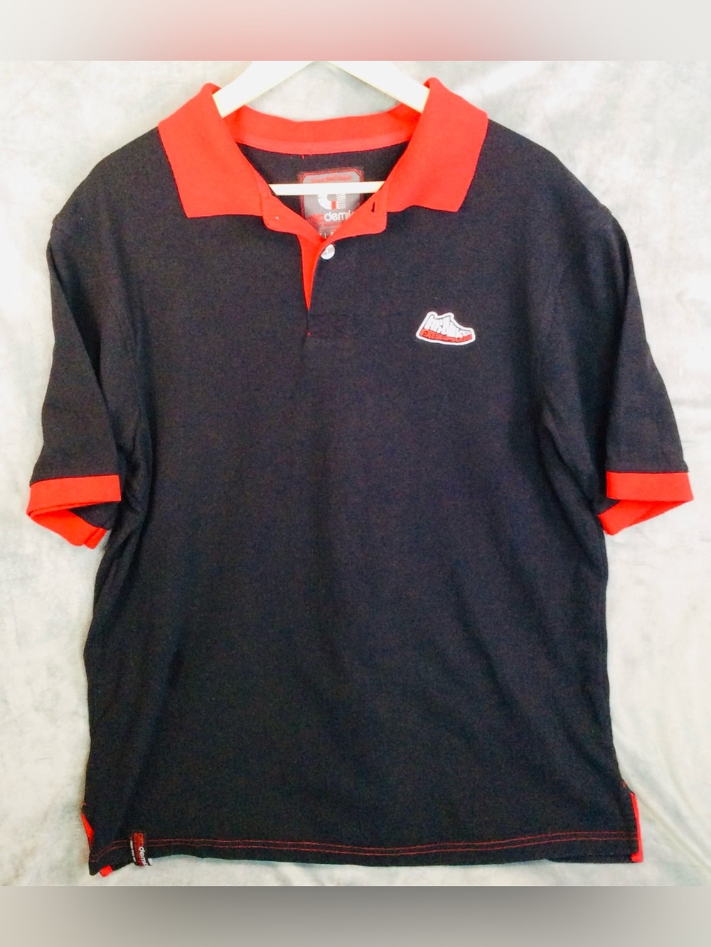 Akademiks Black Polo with Red Collar and Cuffs